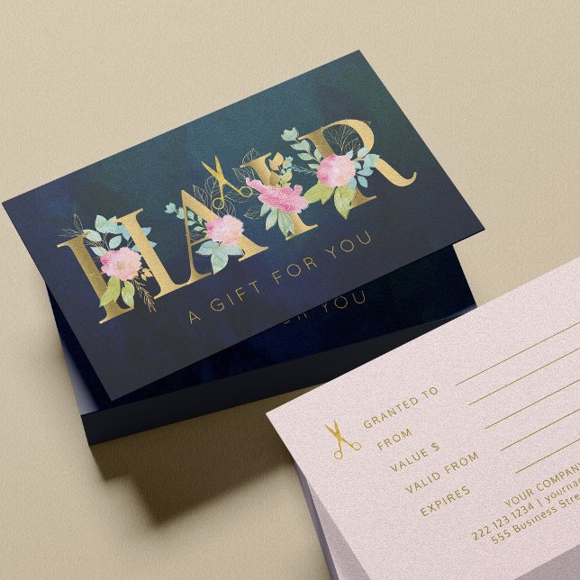 Vintage hair salon pink navy gift certificate (Creator Uploaded)