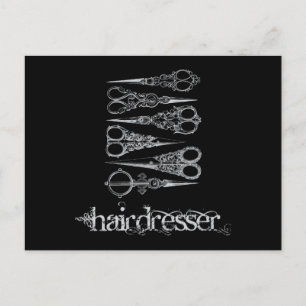 Vintage Hairdresser Hair Classic Scissors Invitation Postcard