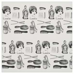 Vintage Hairdresser scissors pattern hair stylist  Fabric