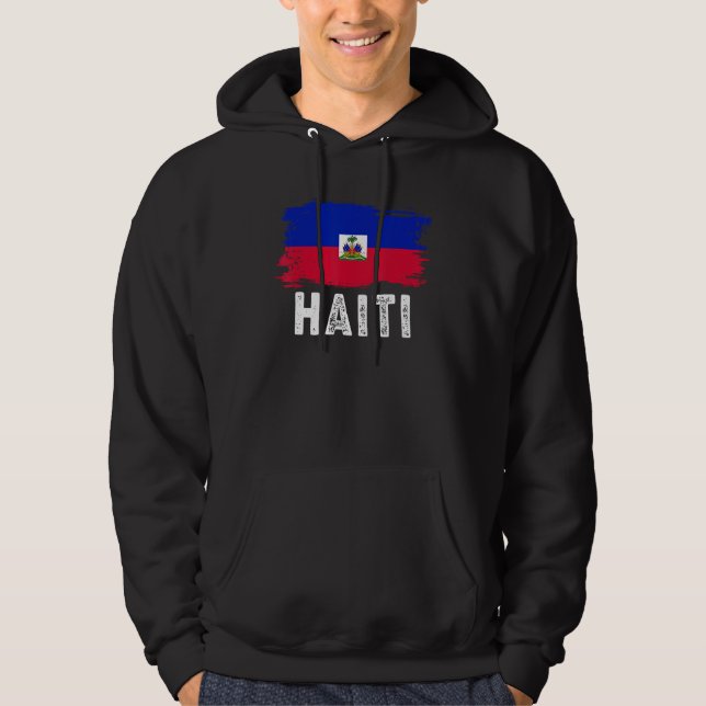Vintage Haiti Flag Haitian Family Pride Hoodie (Front)