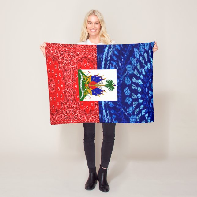 Vintage Haitian Flag Fleece Blanket (In Situ)