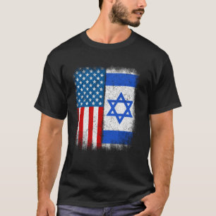 Vintage Half Israeli American Flag Israel USA Usa T-Shirt
