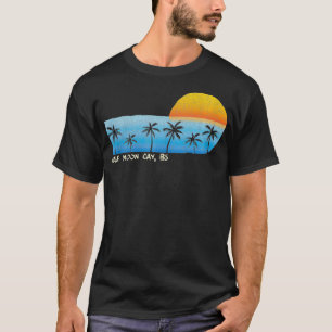 Vintage Half Moon Cay BS Palm Trees Sunset Beach  T-Shirt