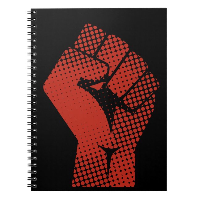 Vintage Halftone Solidarity Red Clenched Fist Notebook (Front)
