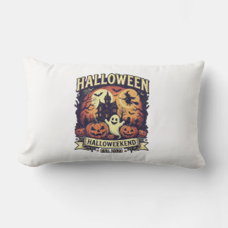 Vintage Halloweekend Spooky Haunted House Lumbar P Cushion