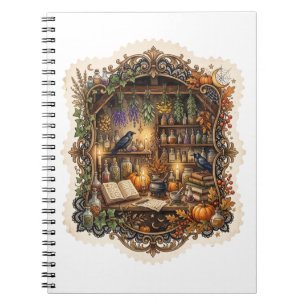 Vintage Halloween Apothecary Witch Raven Notebook