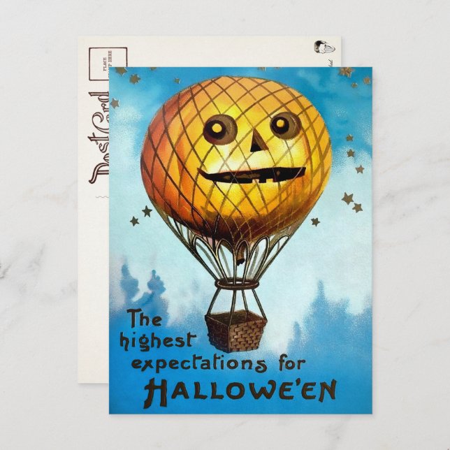 Vintage Halloween Balloon Postcard (Front/Back)