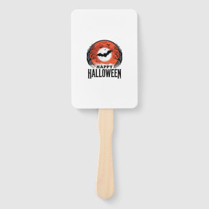 Vintage Halloween Bat Moon Engraving Design_1 Hand Fan