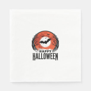 Vintage Halloween Bat Moon Engraving Design_1 Napkin