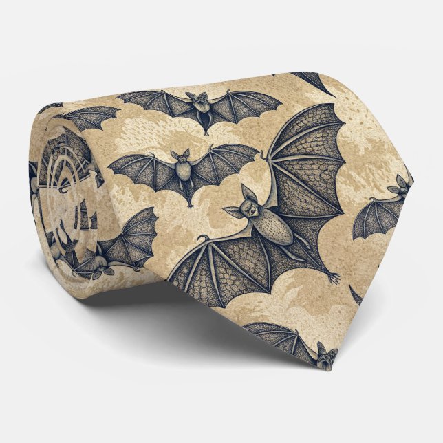 Vintage Halloween Bats Tie (Rolled)