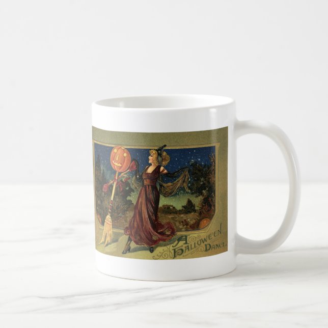 Vintage Halloween, Beautiful Dancing Witch Coffee Mug (Right)