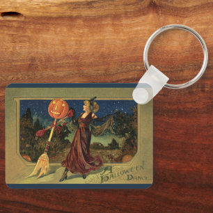 Vintage Halloween, Beautiful Dancing Witch Key Ring