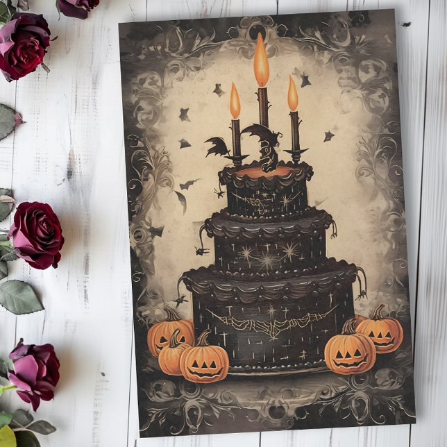 Vintage Halloween Birthday Cake Tissue Paper (Creator Uploaded)