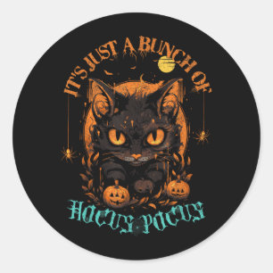 Vintage Halloween Black Cat A Bunch of Men Women Classic Round Sticker