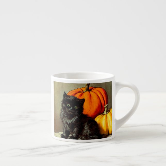 Vintage Halloween Black Cat and Pumpkins Espresso Cup (Right)
