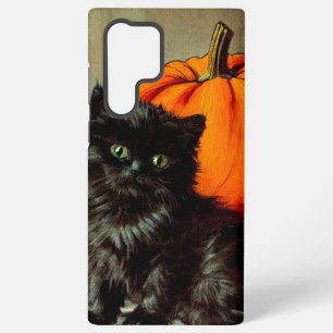 Vintage Halloween Black Cat and Pumpkins Samsung Galaxy Case