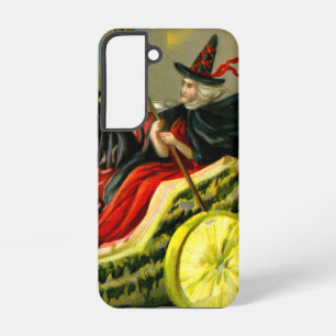 Vintage Halloween Black Cat and Witch Samsung Galaxy Case