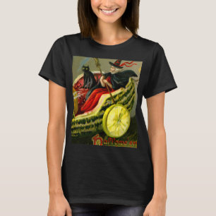 Vintage Halloween Black Cat and Witch T-Shirt