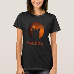 Vintage Halloween Black Cat Costume meow sunset si T-Shirt