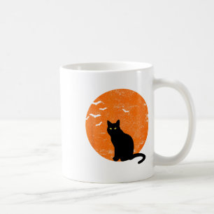 Vintage Halloween Black Cat Costume Retro Moon Cat Coffee Mug