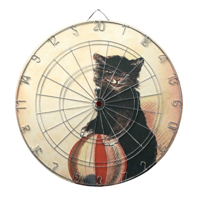 Vintage HALLOWEEN Black Cat Dartboard (Front)