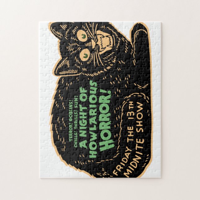 Vintage Halloween Black Cat Jigsaw Puzzle (Vertical)