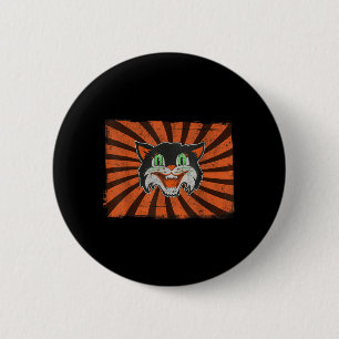 Vintage Halloween Black Cat Lover Funny Retro Gift 6 Cm Round Badge