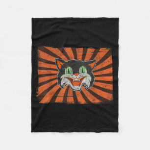 Vintage Halloween Black Cat Lover Funny Retro Gift Fleece Blanket