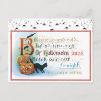 Vintage Halloween Black Cat Postcard