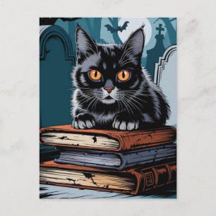 Vintage Halloween Black Cat Postcard