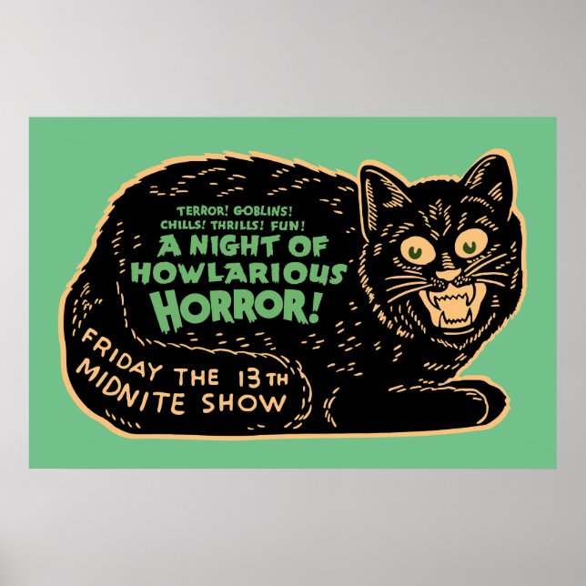 Vintage Halloween Black Cat Poster (Front)