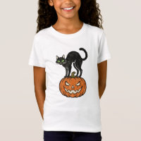 Vintage Halloween Black Cat & Pumpkin Retro Design