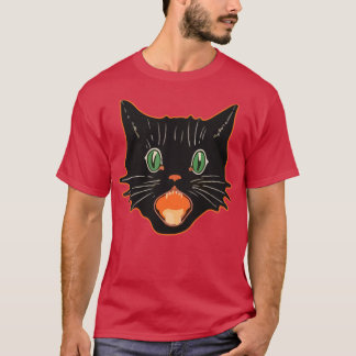 Vintage Halloween Black Cat Scaredy Cat 1 T-Shirt