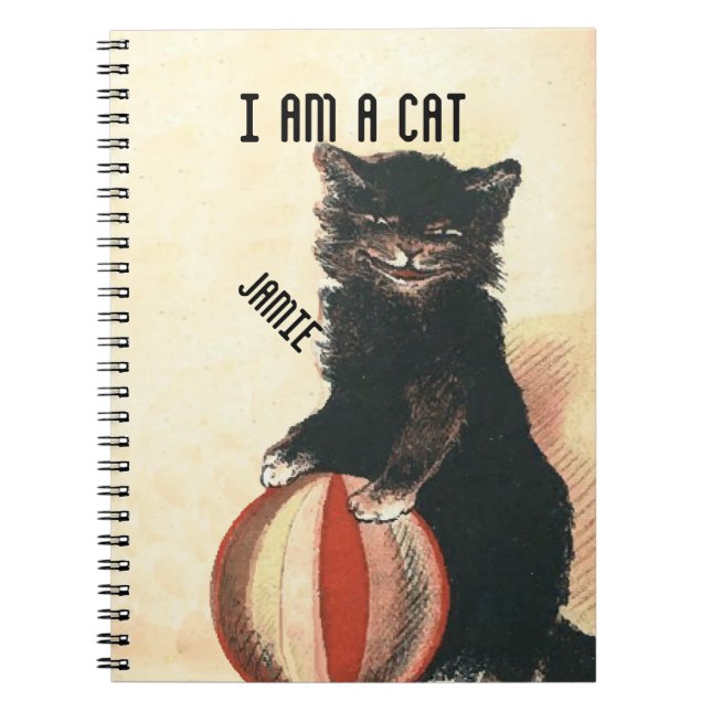 Vintage HALLOWEEN Black Cat Spiral Notebook (Front)