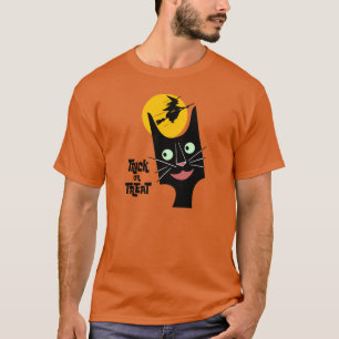 Vintage Halloween Black Cat Trick or Treat T-Shirt