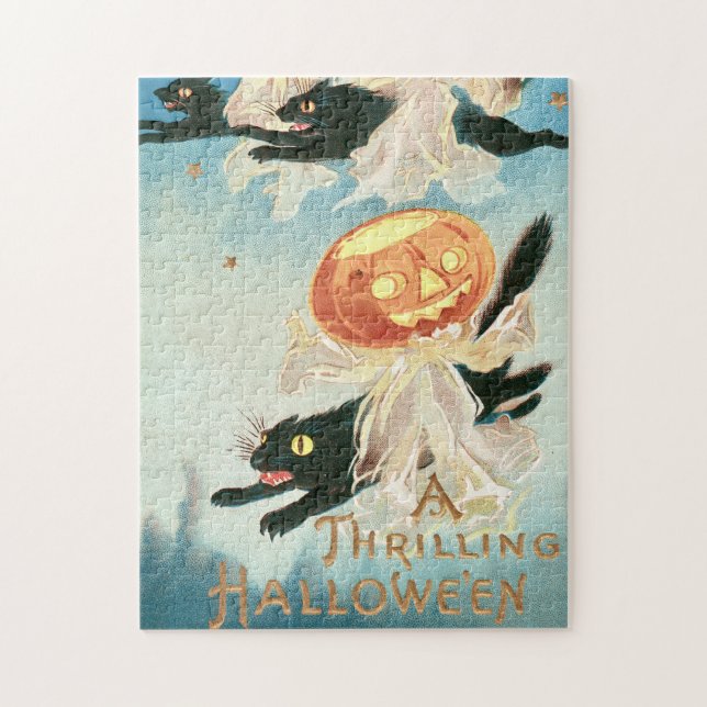 Vintage Halloween Black Cats Jigsaw Puzzle (Vertical)