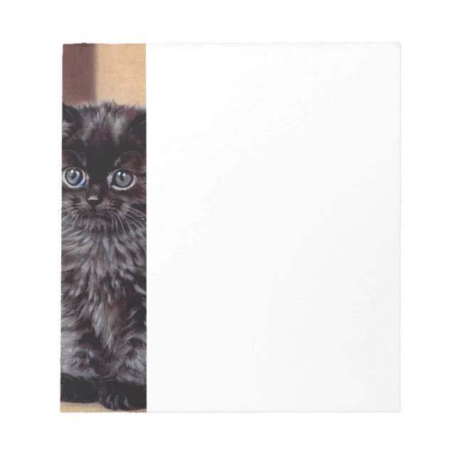 Vintage Halloween Black Kitten Illustration Notepad (Front)