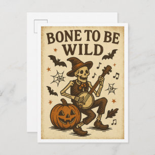 Vintage Halloween Bone to be Wild Postcard