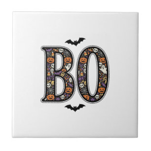Vintage Halloween Boo Doodle Vector Design_1 Tile