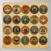 Vintage Halloween Bottle Cap Designs