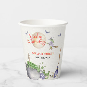 Vintage Halloween Brewing Cauldron Baby Shower Paper Cups
