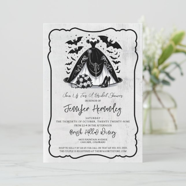 Vintage Halloween Bride Bridal Shower Invitation (Standing Front)