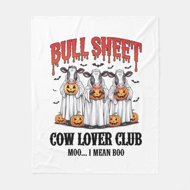 Vintage Halloween Bull Sheet Fleece Blanket (Front)