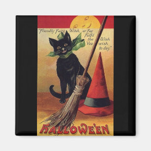 Vintage Halloween by Ellen Clapsaddle, Black Cat Magnet
