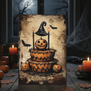 Vintage Halloween Cake Birthday Card