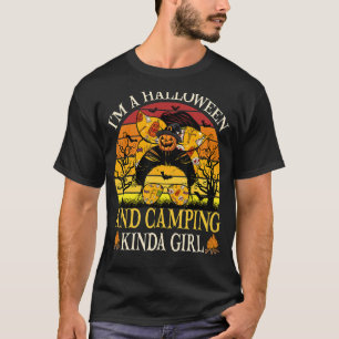 Vintage Halloween Camping Queen Of Halloween Messy T-Shirt