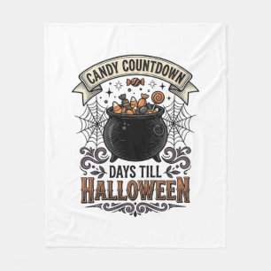 Vintage Halloween Candy Countdown Shirt Design_1 Fleece Blanket