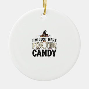 Vintage Halloween Candy Witch Hat Shirt Design_1 Ceramic Tree Decoration