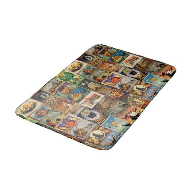 Vintage Halloween Cards Collage Bath Mat (Angled)