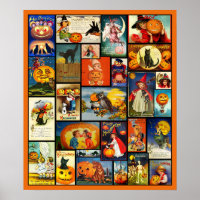 Vintage Halloween Cards Collage
